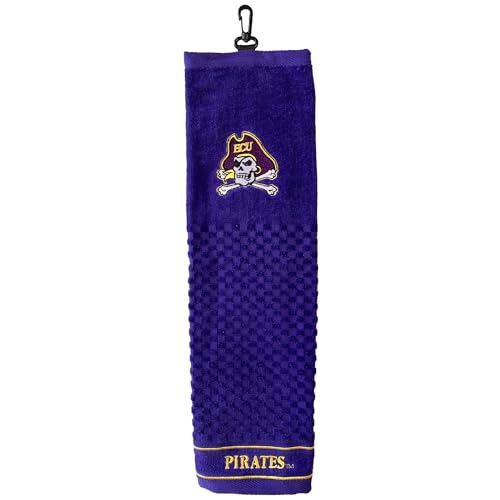 Team Golf NCAA East Carolina Pirates Embroidered Golf Towel Embroidered Golf Towel, Checkered Scrubber Design, Embroidered Logo