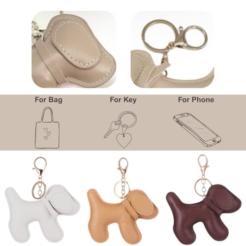 Wei Tech Hund Schlüsselanhänger – Niedlicher Welpen-Anhänger aus PU-Leder, Deko-Accessoire für Schlüssel, Taschen & Rucksäcke, Stylischer Begleiter für unterwegs