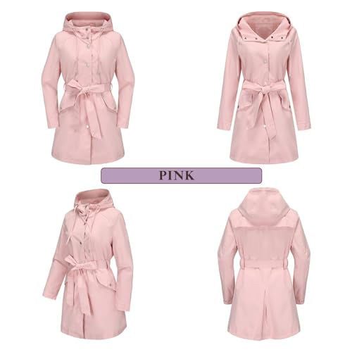 Chubasquero para mujer impermeable softshell con capucha y cortavientos de verano 7