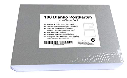 Trajetas postales de Clever Pool en cartón blanco, para diseñar uno mismo o imprimir, 100 x XL