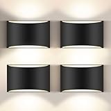Aiilsmp 4 Pack Wall Sconces Indoor | Aluminum Modern LED Wall Lights Hardwired Up and Down Wall Mount Light, Dimmable, Suitable for Bedroom,Living Room, Hallway, Warm White 3000K, 1400Lm