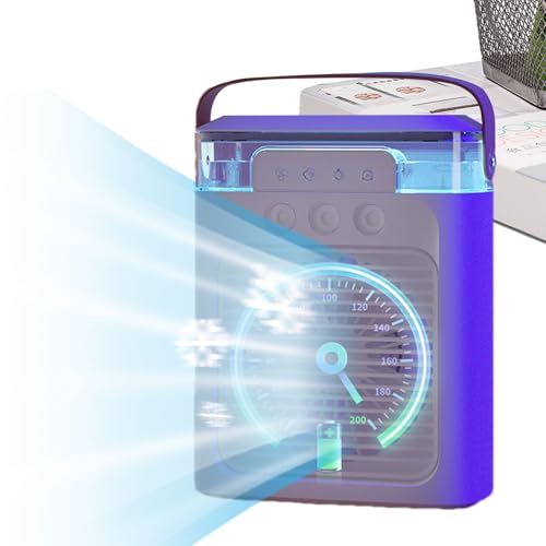 Mini enfriador de aire con ventilador personal, ventilador de aire acondicionado portátil | Mini ventilador de CA con nebulización recargable por USB con 3 modos de pulverización y temporizador | Vent