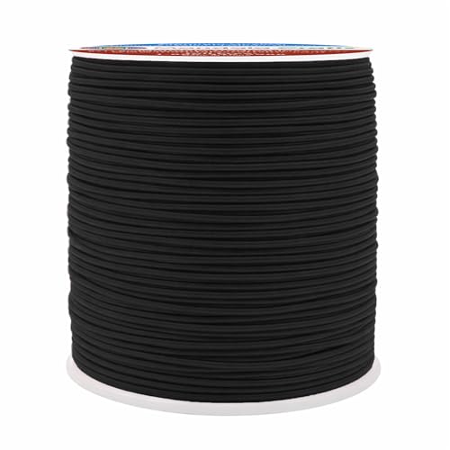 Mandala Crafts 1mm Elastic Cord Stretchy String for Bracelets, Necklaces, Jewelry Making, Beading, Masks; 109 Yards Black