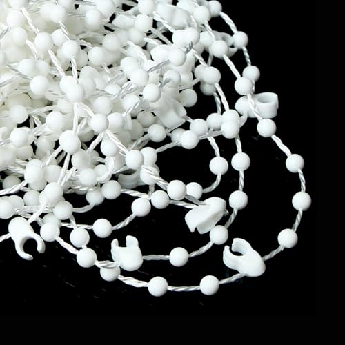1 Pcs 10 Meter 100 clips Vertical Blind Bottom Chain, Vertical BlindChain, Louver Bottom Chain, Vertical Blinds Repair Parts Suitable for 3.5 Inch/ 89mm Blind Bottom Chain Slats (10Meter Long,White)
