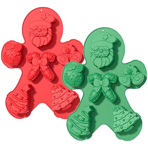 Sinirttou 2Pcs Christmas Silicone Mold, Chocolate Mould, Christmas Tree Snowman Shapes Non-Stick Candy Mold for Chocolates, Candies, Baking Tool for Xmas New Year Cake Decoration