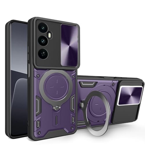Lucyliy Compatible with Realme C65 4G Phone Case Cover [with Tempered Glass Screen Protector] Purple