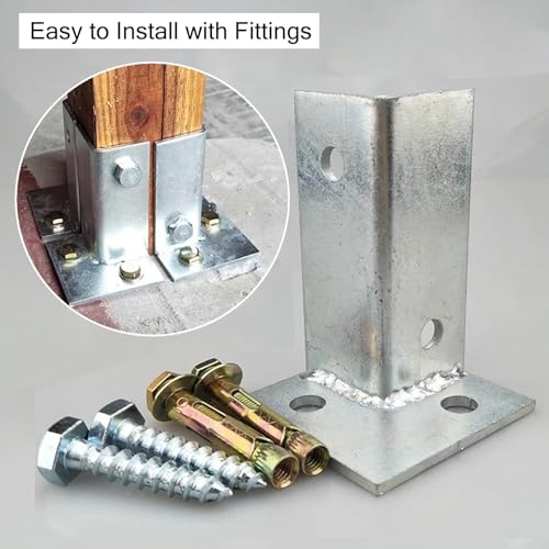 Soporte de base de poste galvanizado resistente de 4 a 8 pulgadas con accesorios 3