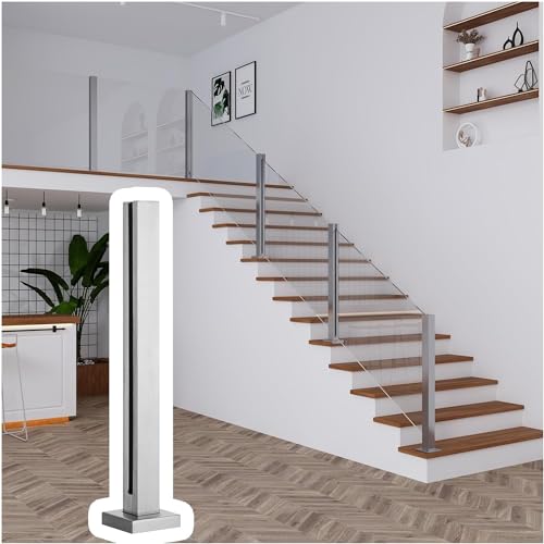 Paneles de balaustre de vidrio templado para escalera, barandilla cuadrada con esquina media y postes finales, ideal para 10-12 mm de grosor y elegante solución de valla