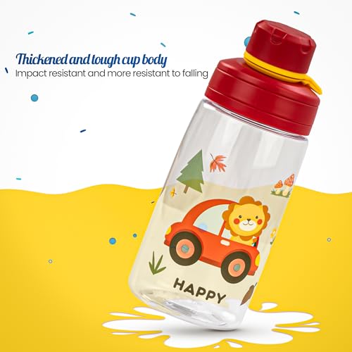 Image of BAYBEE Joy Baby Sipper Water Bottle for Kids | Spill-Proof & BPA Free Safe Sippy Water Bottle 480ml for Kids 6+ Months | Drinking Training Sipper Bottle for School Kids & Toddlers, Boys Girls (Red)