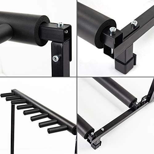 Display4top Multi Guitar Stand 7 Holder Foldable Universal Display Rack - Portable Black Guitar Holder.Padding for Classical Acoustic, Electric, Bass Guitar