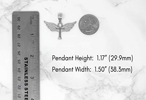 Sterling Silver Ankh Cross Angel Wing Charm Pendant3