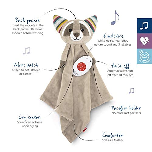 Miniatura 7 de Manta de seguridad para bebé, felpa Lovey Snuggler con música y sonidos relajantes, sensor de llanto, manta sensorial súper suave, lavable a