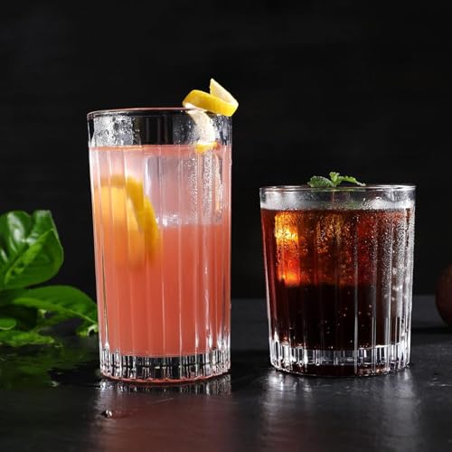 Image of Premium 280 ML Water & Juice Drinking Glasses Set of 6 Vintage Glassware Set for Juice, Cocktail, Mocktail,Whisky All Beverages Everyday Uses for Gift (6, MT-34)