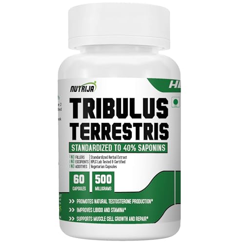 Image of Nutrija Tribulus Terrestris Extract 500mg | 60 Capsules | standardized to 40% Saponins | Supports Natural Testosterone, Muscle Growth & Repair