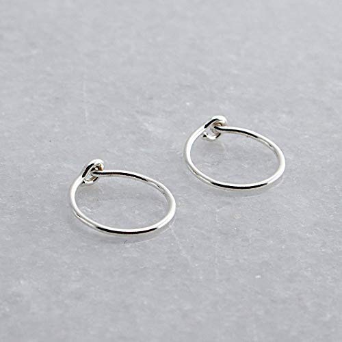 Extra Small 9mm Thin Sterling Silver Hoop Set Earrings Round Wire Cartilage Silver Tragus Tiny Hoops