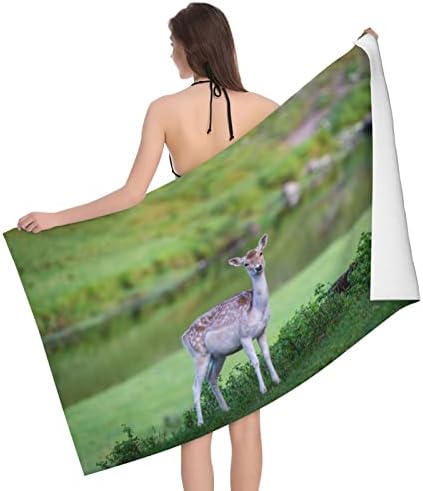 LYNSAY Nature Landscape Deer Printed Bath Towel, Super Soft, Lightweight, High Water Absorption and Quick Drying Super Fiber Bath Towel