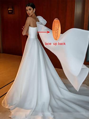 One Shoulder Prom Dresses Ball Gown Tulle Wedding Dress A-Line Formal Evening Gown with Bow4