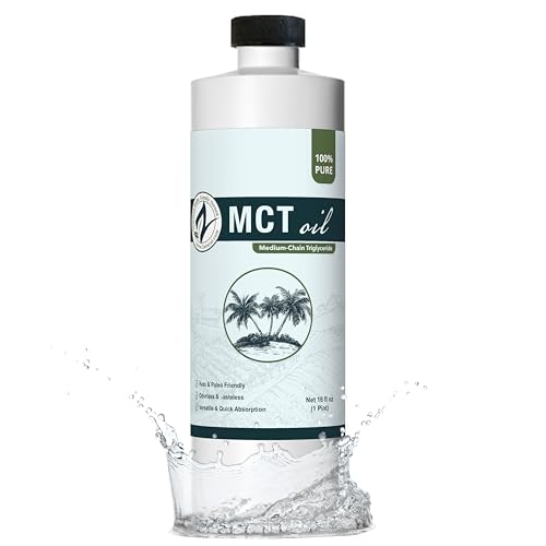 Pure MCT Oil, Carrier, Massage, Hydrating, Hair, Food, and Therapeutic Grade, 16 Oz