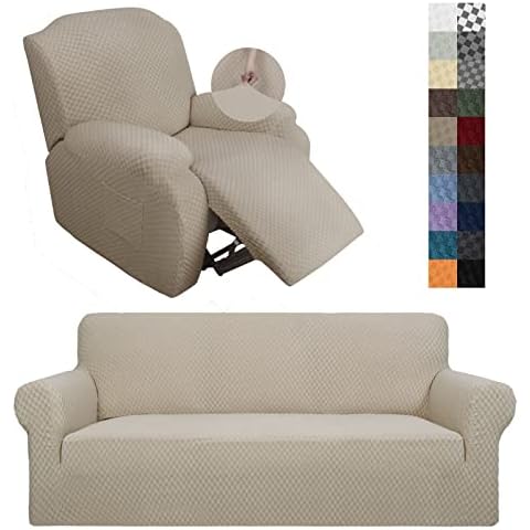 YEMYHOM 1 Piece Couch Cover + 4 Pieces Recliner Cover (Khaki) Cover
