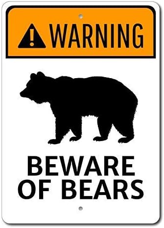 Bear Warning Sign, Beware of Bears Sign, Bear Lover Gift, Warning Bears Sign, Warning Sign Bear Funny Tin Sign 8x12 in Post Easy to Mount