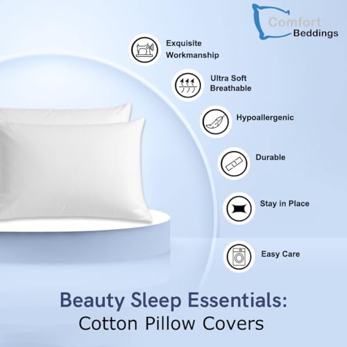 Image of Comfort Beddings 100% Organic Cotton Pack of 2 Travel Pillowcases 12x16 Silver Pillow Cases with Zipper Closure, Crisp Percale Weave, Soft & Cooling Pillow Covers (Size-12x16, Silver)