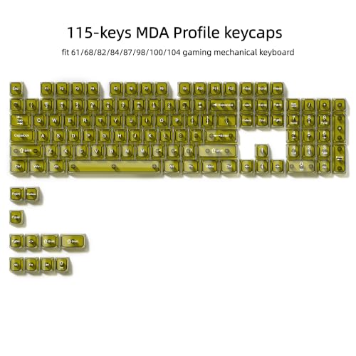 Image of dagaladoo Clear keycaps,Transparent Keyboard keycaps,Jelly Key caps Set,Shine Through keycap，MDA Profile Keyboard caps for Mx Switches Mechanical Keyboard(Dark Yellow)
