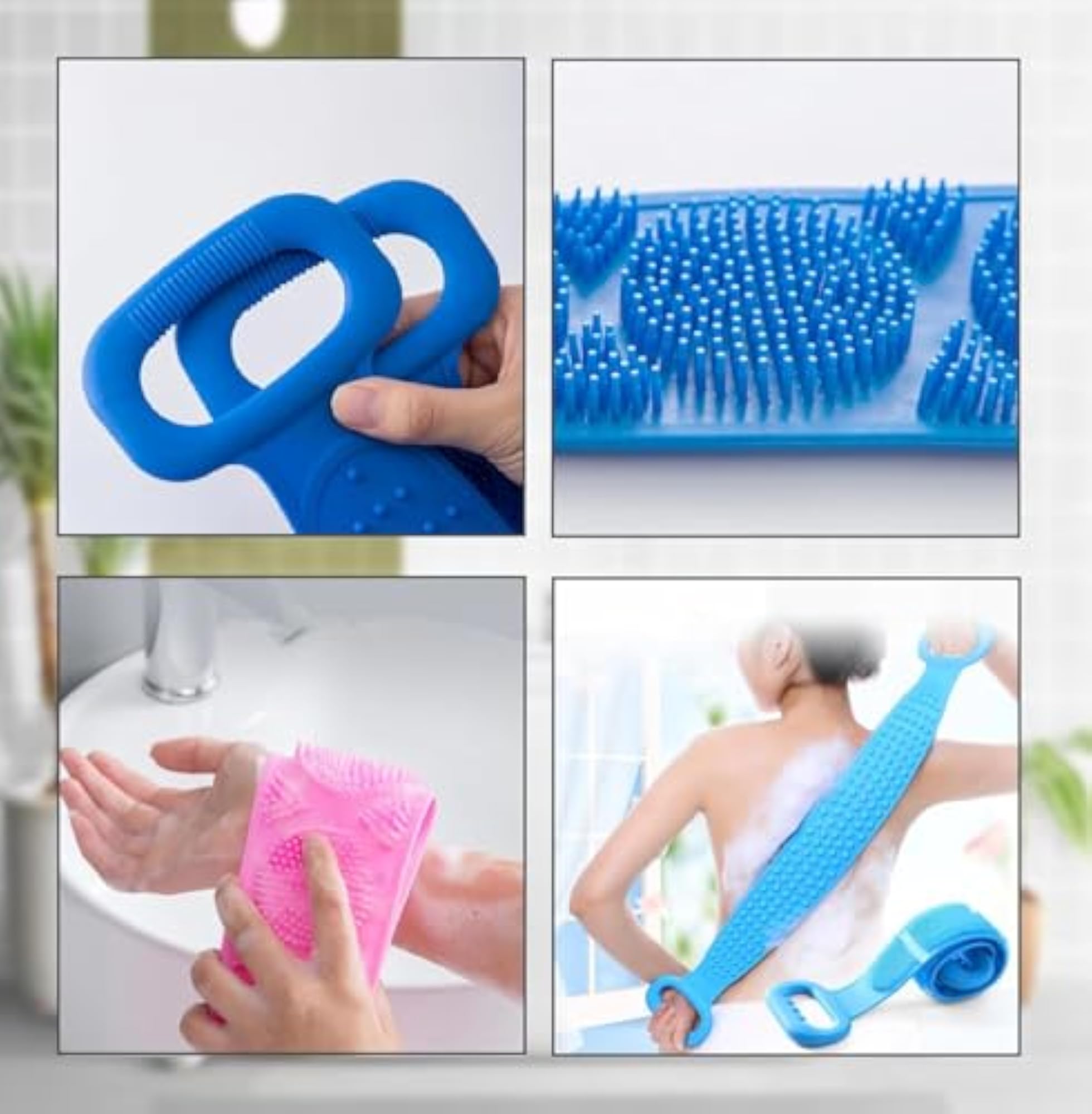 Double-Sided Exfoliating Back Scrubber with Soft Bristles