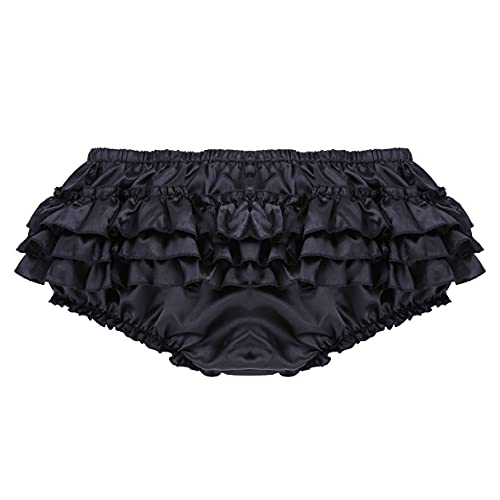 YiZYiF Men's Underwear Sissy Bloomers Frilly Satin Ruffled Crossdress Skirted Panties Thong2