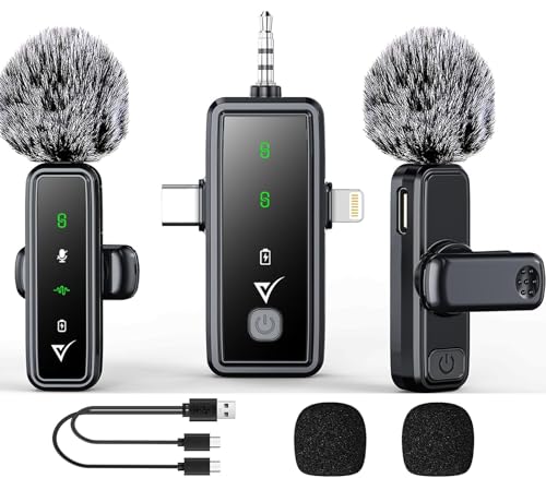 VELOMAX 3 in 1 Noise Cancellation Wireless Microphone for iPhone/...