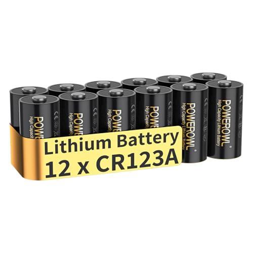 POWEROWL - CR123A (12 Pack) High Power Lithium Battery 3V - Long life guarantee – For Cameras, Flashlights, Smoke Detectors & Small Devices