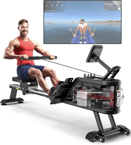 YAMO Rowing Machine for Home Water Rower with LCD Display