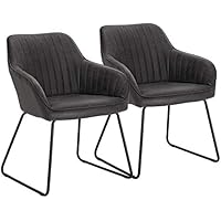 WOLTU 2X Sillas Cocina Silla Tapizada en Cuero Artificial Silla Nórdica Vintage Silla Salón Silla Metal Taburete de Oficina Sillas de Comedor Silla Respaldo de Escritorio Gris BH140gr-2