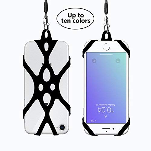 2 en 1 teléfono móvil Lanyard Rocontrip Correa Case Holder con Desmontable Neckstrap Universal para teléfono Inteligente iPhone 8,7 6S, Samsung Galaxy Google LG HTC Huawei P10 (Negro)