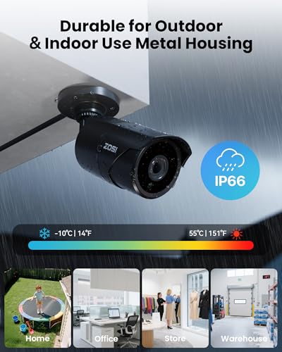 Image of ZOSI 16CH 3K Lite Security Camera System with Audio, AI Human /Vehicle Detection, Night Vision, 12 x 1080P Metal Weatherproof Wired Cameras, 16 Channel Surveillance DVR with 2TB HDD for 24 /7 Recording