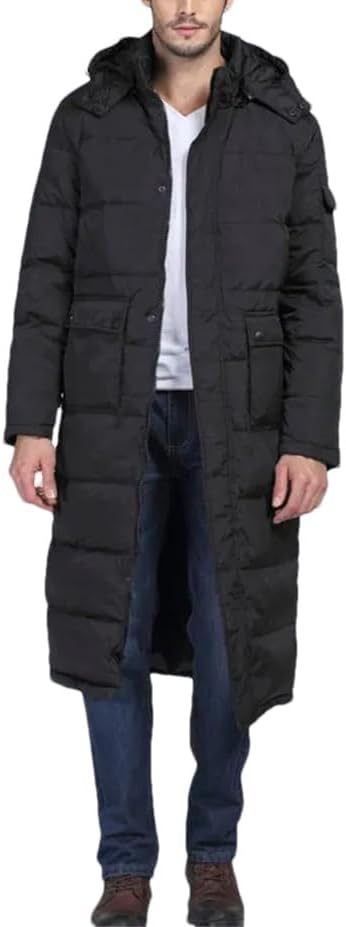 Men's Long Section Down Jackets Cotton Coat Jacket Clothes Over Knee Thick Warm Hooded Casual Coat
