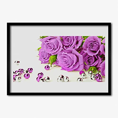 Affiche avec cadre en MDF fleurs de roses Tulup 70x50 cm