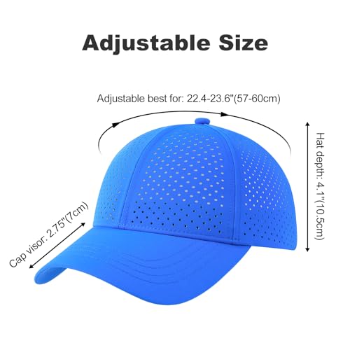 Image of FEINION Men Summer Adjustable Performance Hat Breathable Snapback Laser Perforated Mesh Baseball Cap