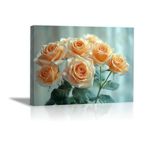 Décoration murale fleur végétale DunPei rose jaune tableau toile 30x50cm