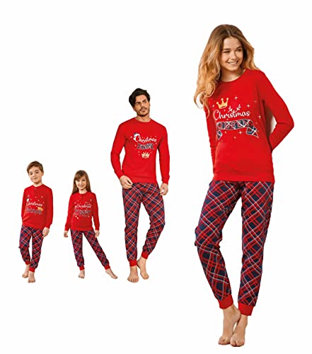 Enrico Coveri Pigiama di Natale Famiglia Caldo Cotone Invernale - Pigiama Invernale in Caldo Cotone - Fantastica Idea per Il Tuo Regalo di Natale, Disponibile Uomo Donna Bambino Bambina 6170 Pigiama Donna Natale S