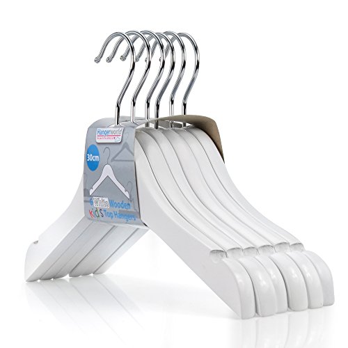 Preisvergleich Produktbild Hangerworld 24 Holz Kinder Kleiderbügel 30cm Weiß Mit Einkehrbungen