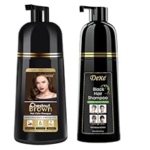 TEK Chestnut Brown Hair Dye Shampoo Permanent and COSMTEK Black Hair Dye Shampoo Semi-Permanent