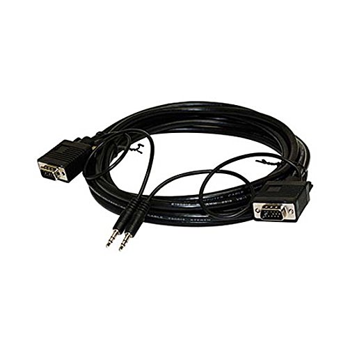 NAC Wire and Cables 50' FT SVGA Monitor Cable with 3.5mm Stereo Cable Audio HD15 VGA Audio Male PC Laptop Shielded Video Male Mini Phone Data Transfer Interconnect Computer Cable