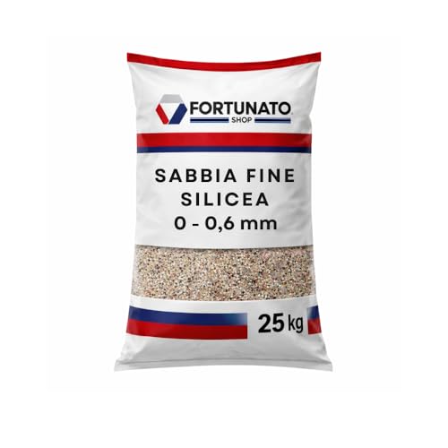 FORTUNATO Sabbia Silicea Fine Grani Tondeggianti Aggregato Naturale Granulometria 0,0-0,6 mm Finitura Superfici Sacco kg 25