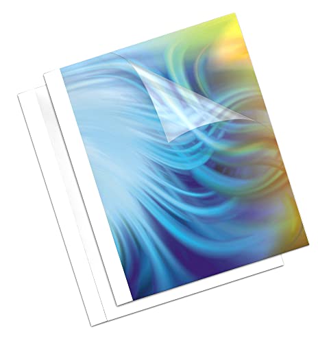 Fellowes Coverlight - 20 cubiertas para encuadernación térmica, 1.5 mm, transparente y blanco mate