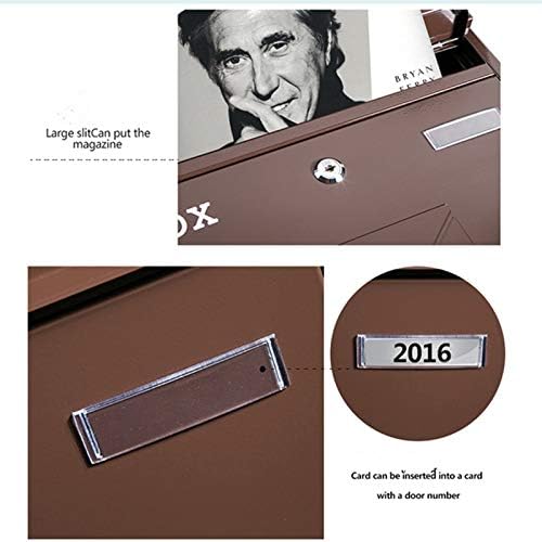 HBJWOV Retro Classic Rainproof Villas Mailbox Outdoor Lockable Wall-Mount Newspaper Boxes Secure Letterbox Garden Post Box(E)