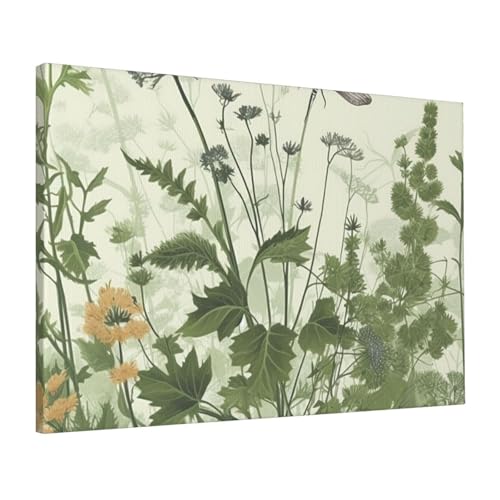 Impression HD feuillage et herbes - Toile murale haut de gamme pour bureau