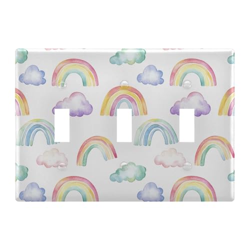 Light Switch Cover Rainbows Clouds Wall Plates for Electrical Outlets 3 Gang 202b6560