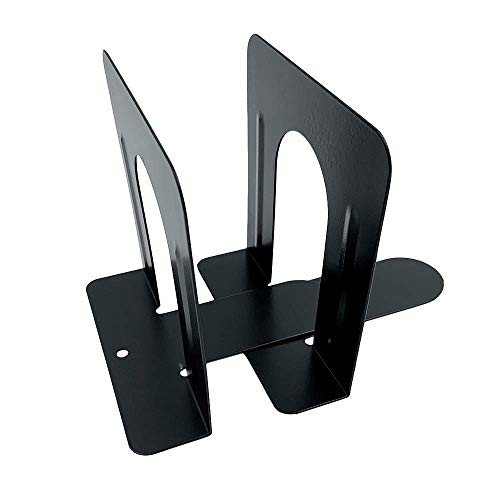 Huron Steel Non-Skid Metal Book Ends for Shelves Heavy Duty Bookends, Black, Pair (1/3/8/20/80 pr) (1)