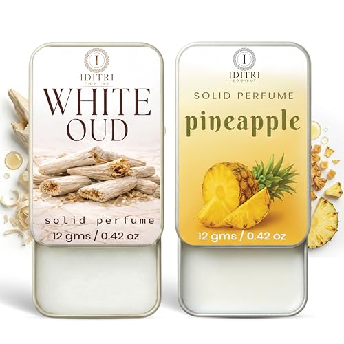 Image of Solid Perfume |pineapple&White Oud Alcohol Free Wax Perfume Balm, Long Lasting | Pocket Tin 12g, Pack Of 2| Non Greasy Smooth Glide, Travel Friendly Unisex Gifts He Or Her