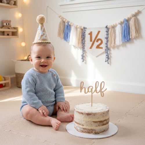 CWK Half Way to One Birthday 1/2 Baby High Chair Decorations Banner(Blue) by CWK - Used condition - Image 6